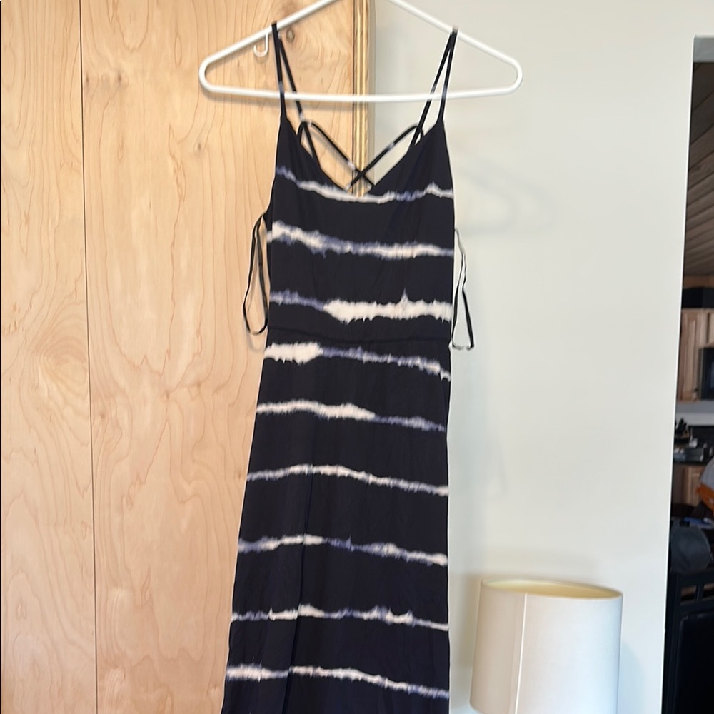 Blue and White Striped Women's Maxi Dress